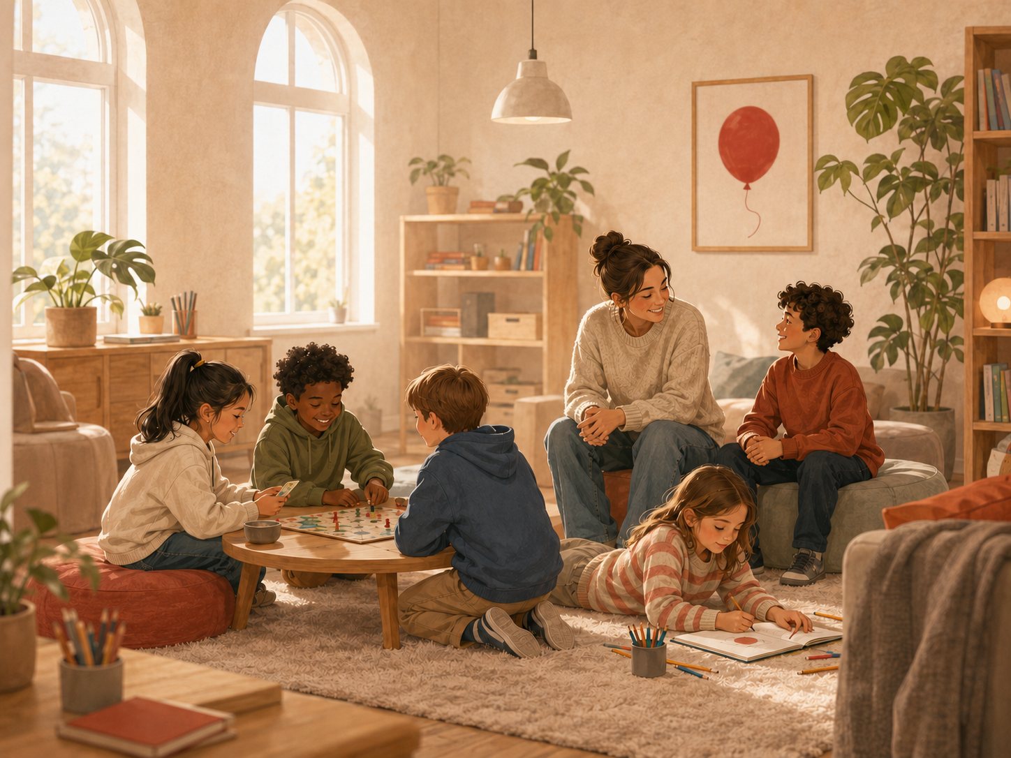 Barn som umgås tryggt efter skolan